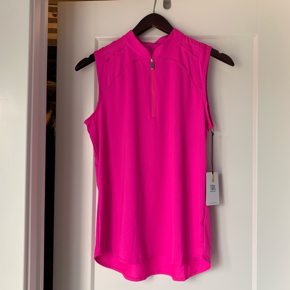 NWT, Tail, Golf Zip Sleeveless tank top, Pink, M